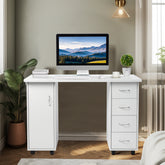 HAOYYE Double Edged Table With Drawer White, Durable E1 MDF Construction, Smooth Surface, Comfortable Wrist Rest, Spacious Storage Drawers, Professional Desk, Easy To Assemble